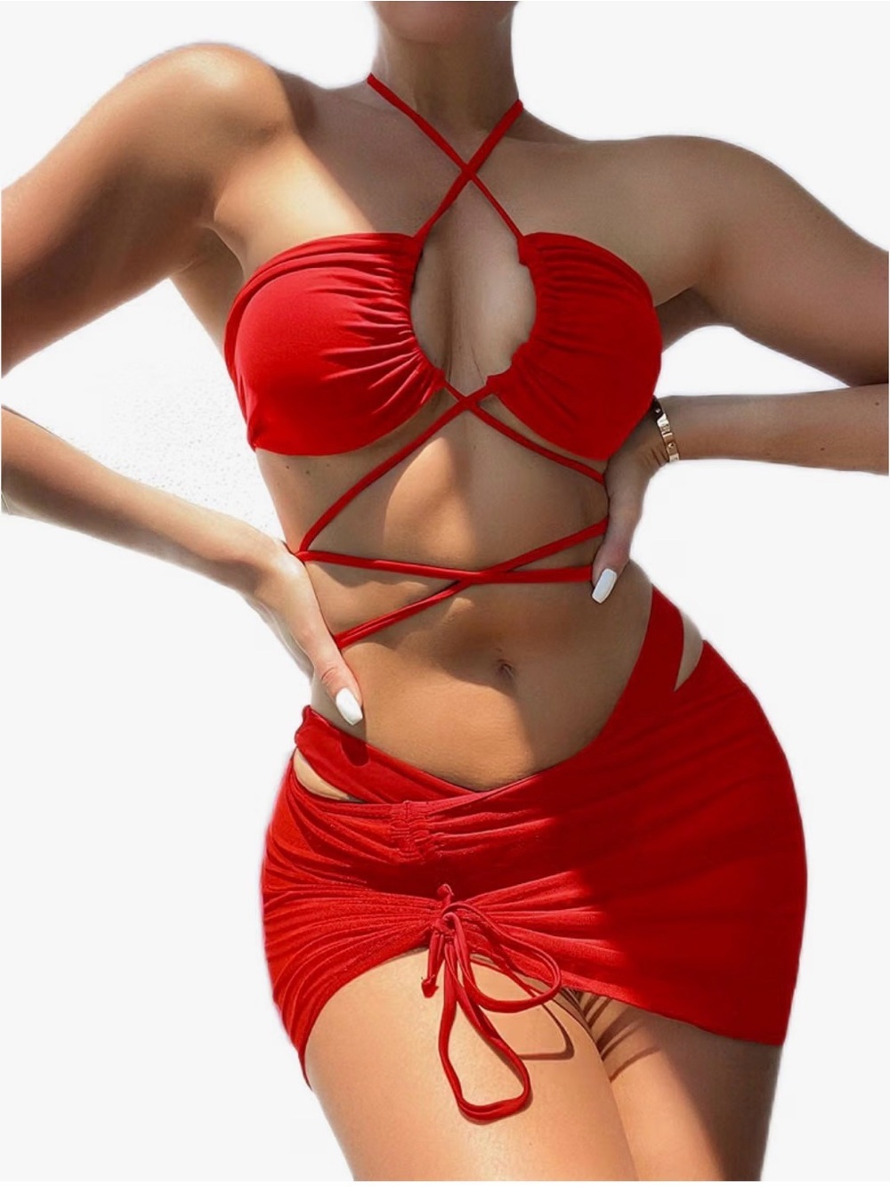 TWO strappy Women's Swim Sets!  Red and Blue!  Like NEW! Size Small